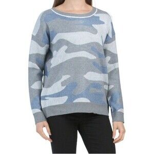 Greige Women's Camo Camouflage Ribbed Pullover Sweater Size M